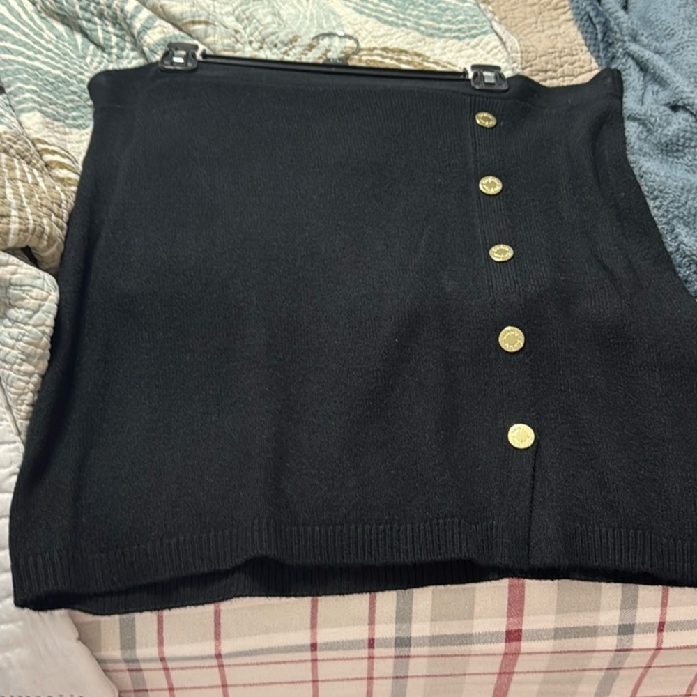 Elegant Black Skirt with Gold Buttons